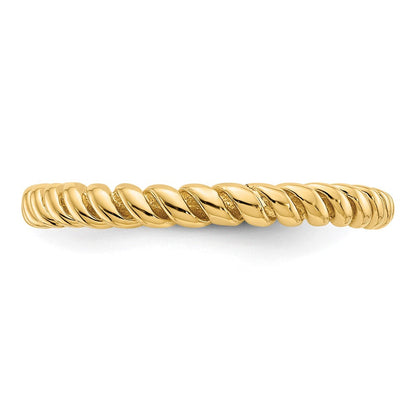 14K Gelbgold Ring mit gedrehtem, poliertem Design