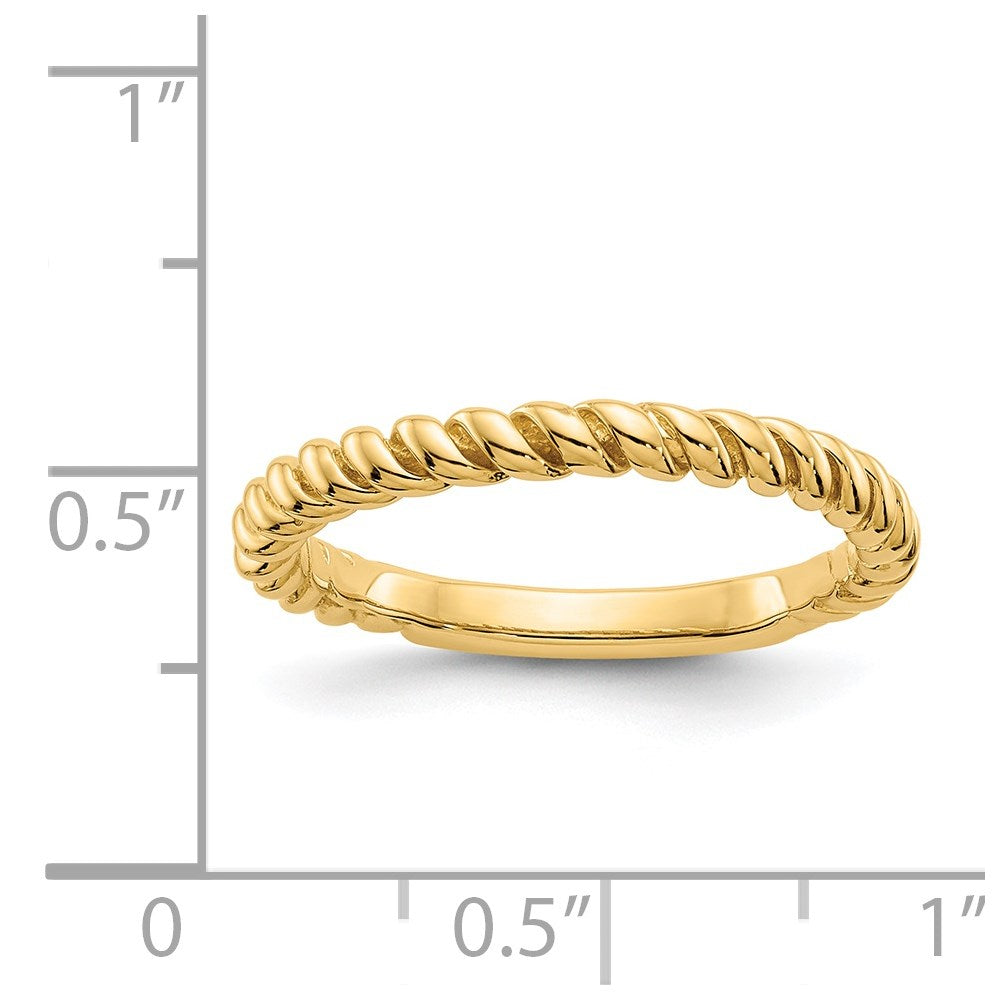 14K Gelbgold Ring mit gedrehtem, poliertem Design
