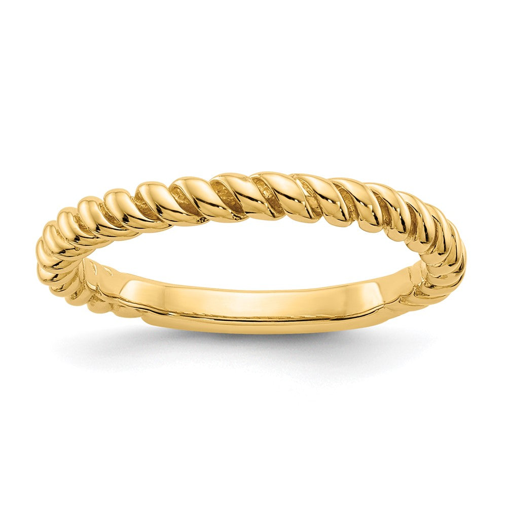 14K Gelbgold Ring mit gedrehtem, poliertem Design