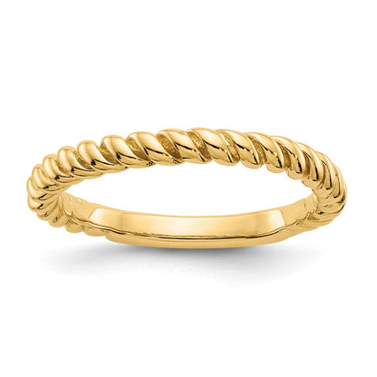 14K Gelbgold Ring mit gedrehtem, poliertem Design