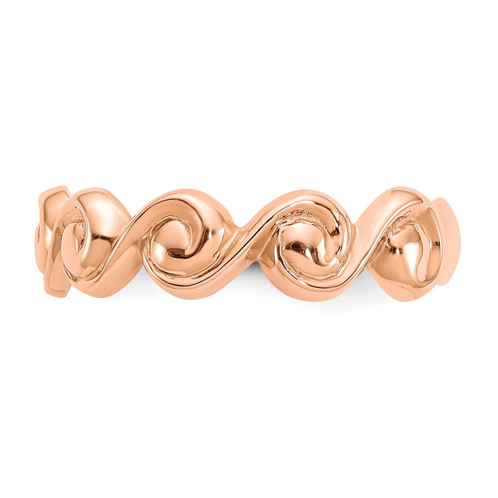 14K Roségold Ring mit Schnörkel-Design, poliert