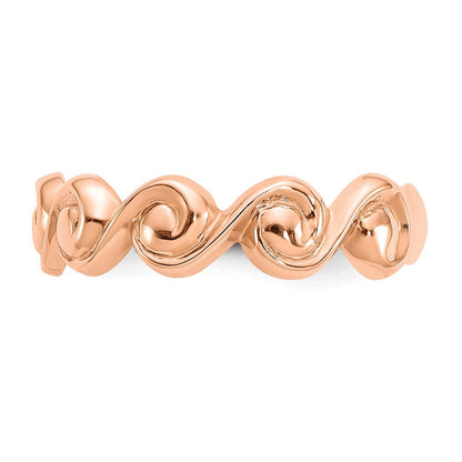 14K Roségold Ring mit Schnörkel-Design, poliert