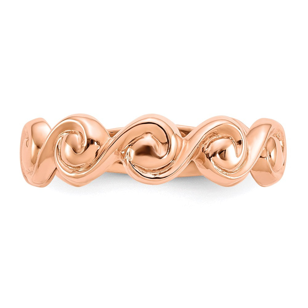 14K Roségold Ring mit Schnörkel-Design, poliert