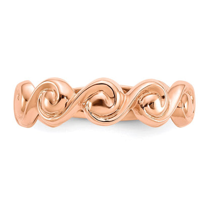 14K Roségold Ring mit Schnörkel-Design, poliert