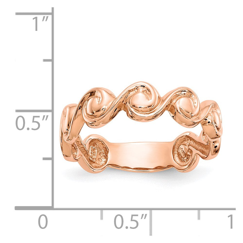 14K Roségold Ring mit Schnörkel-Design, poliert