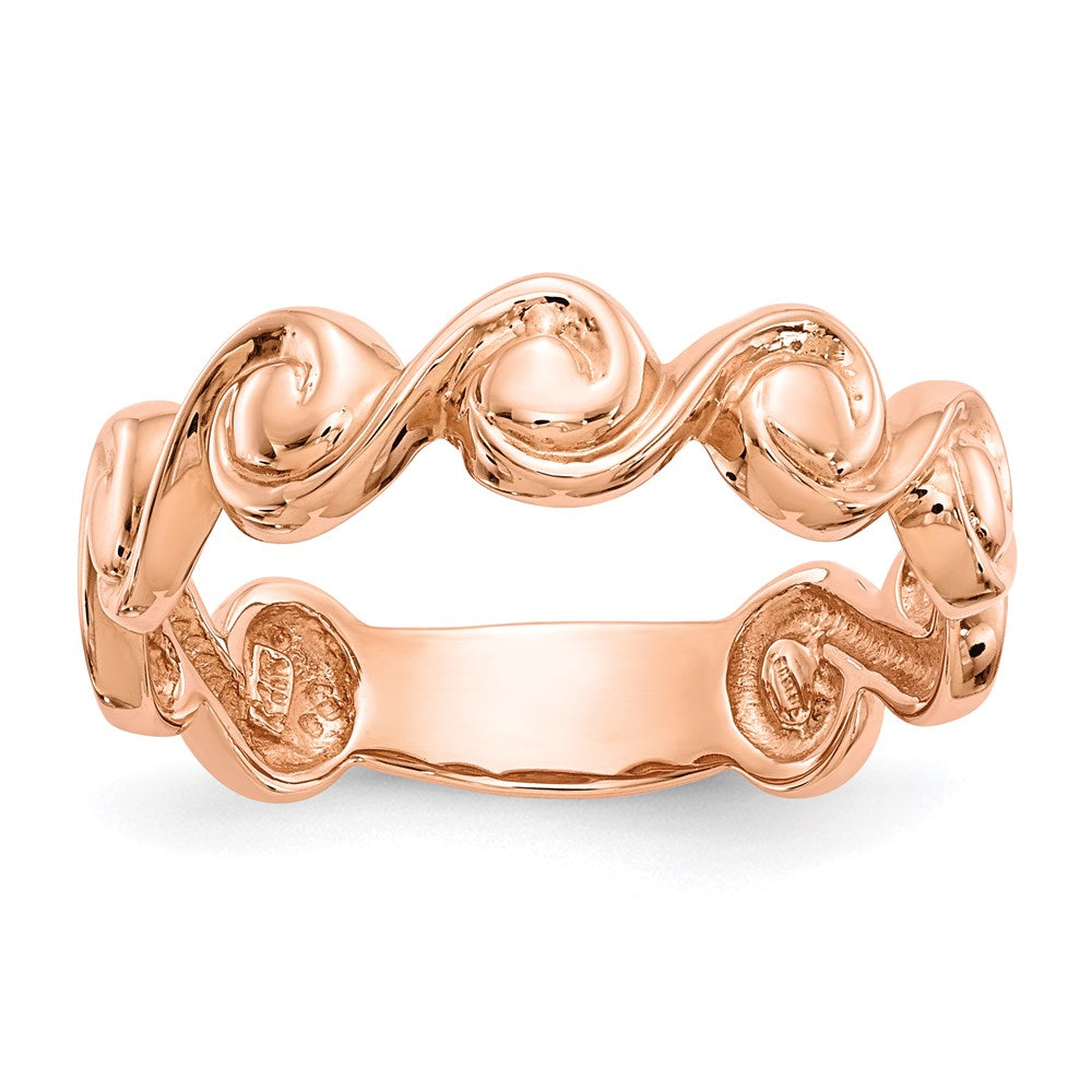 14K Roségold Ring mit Schnörkel-Design, poliert
