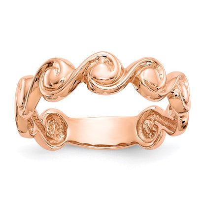 14K Roségold Ring mit Schnörkel-Design, poliert