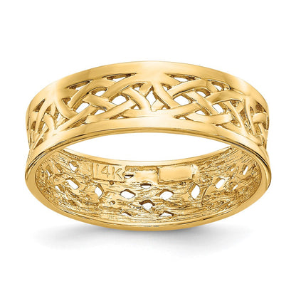 585 Gelbgold Ring mit poliertem Keltischem Knoten
