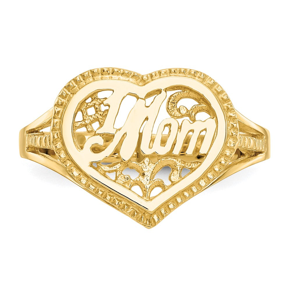 14K Gelbgold Ring "#1 Mom" mit Herz
