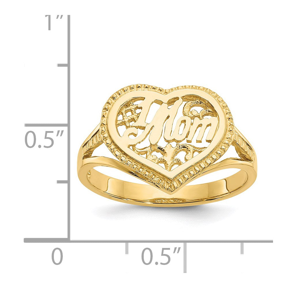 14K Gelbgold Ring "#1 Mom" mit Herz