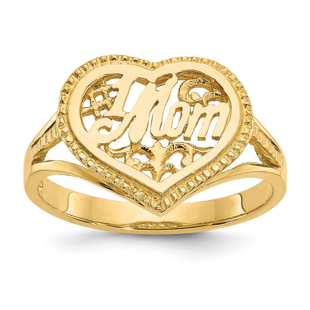14K Gelbgold Ring "#1 Mom" mit Herz