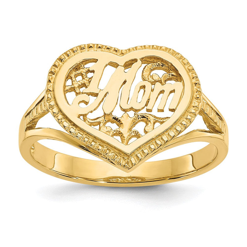 14K Gelbgold Ring "#1 Mom" mit Herz