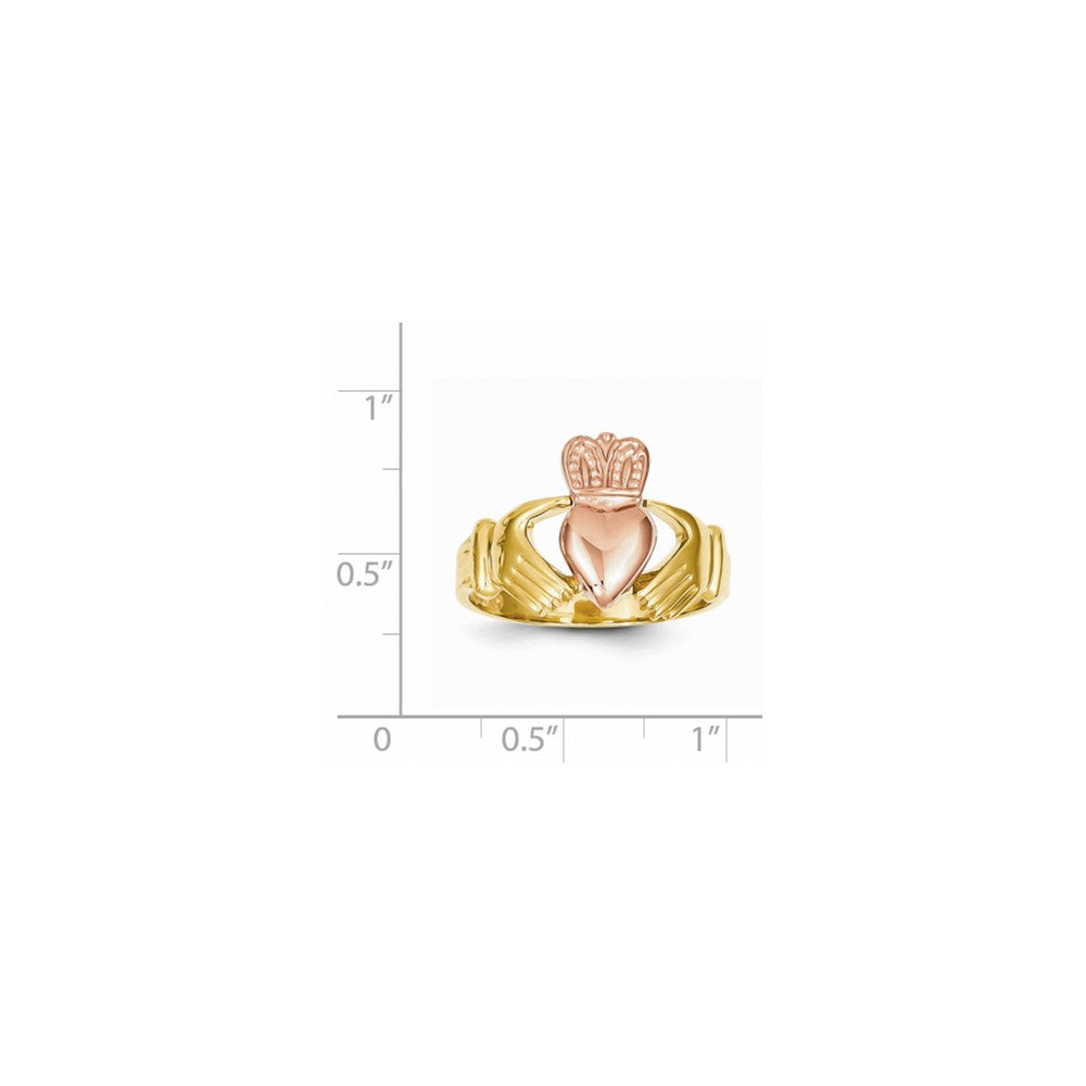 14K Herren-Claddagh-Ring aus Zweifarbgold