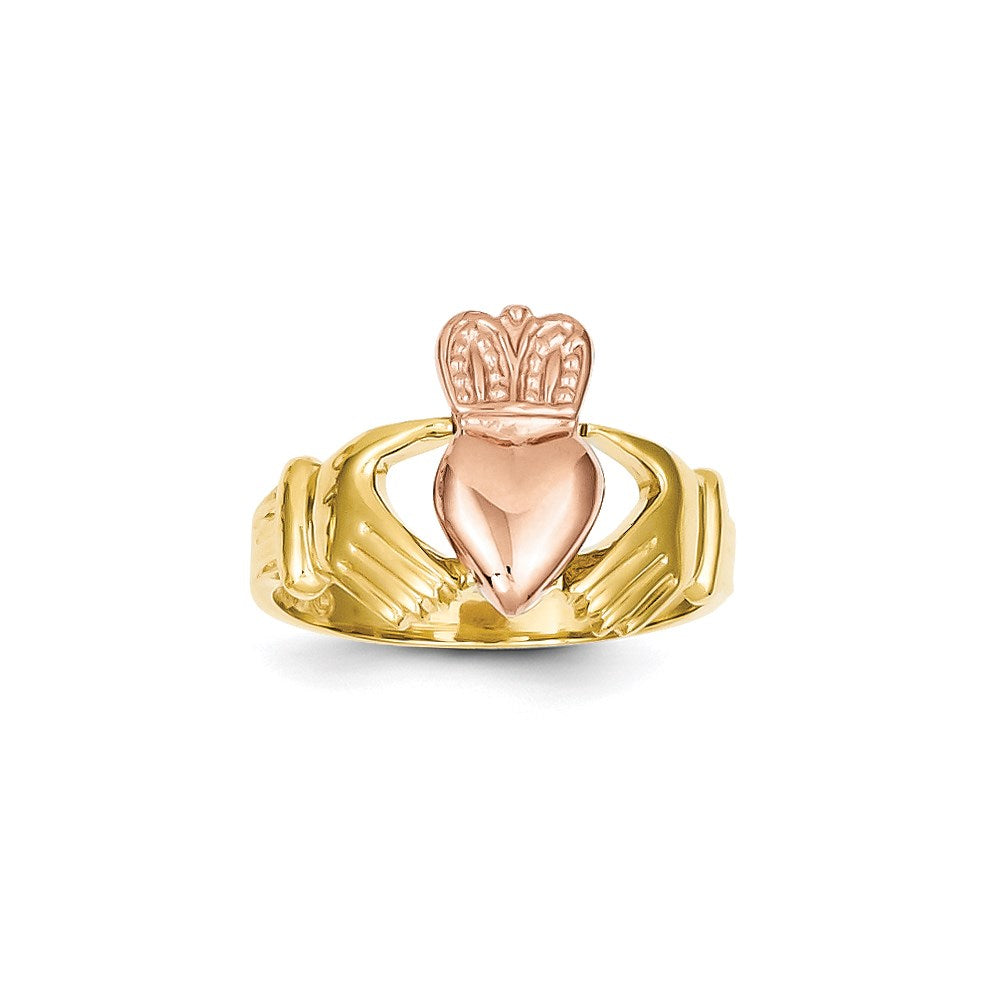 14K Herren-Claddagh-Ring aus Zweifarbgold