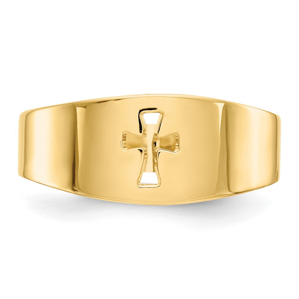 14K Gelbgold Poliert Ausgeschnittener Kreuz-Ring