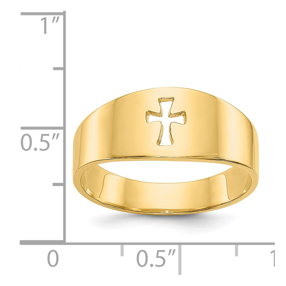 14K Gelbgold Poliert Ausgeschnittener Kreuz-Ring