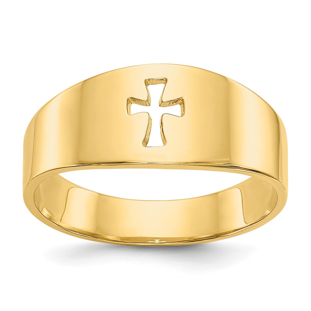 14K Gelbgold Poliert Ausgeschnittener Kreuz-Ring