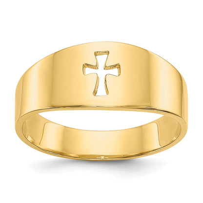 14K Gelbgold Poliert Ausgeschnittener Kreuz-Ring