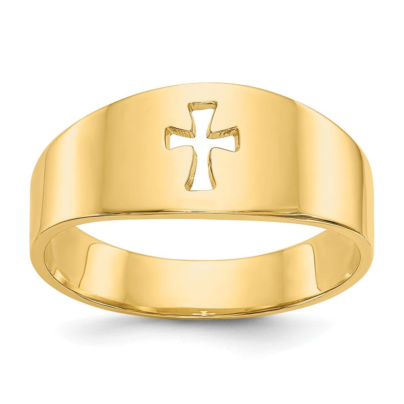 14K Gelbgold Poliert Ausgeschnittener Kreuz-Ring
