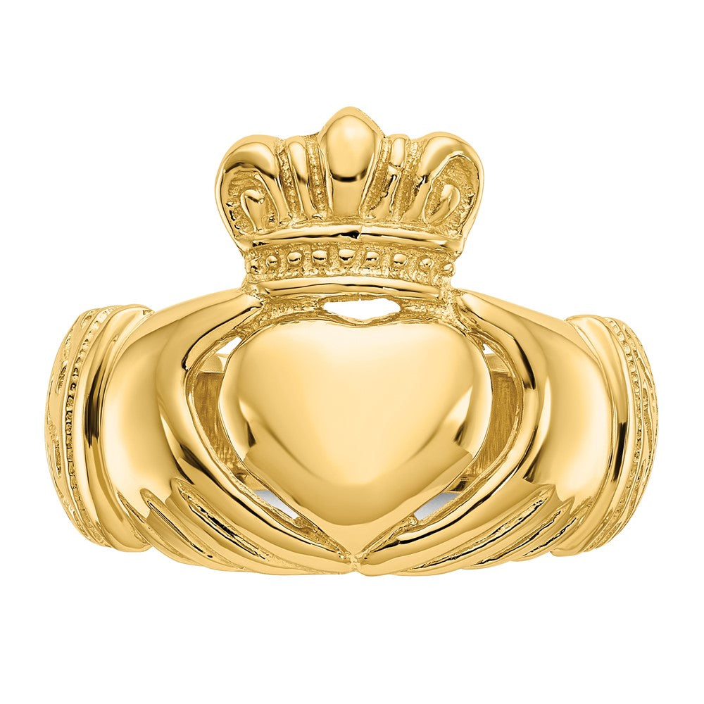 14K Gelbgold Polierter Gewölbter Claddagh-Ring