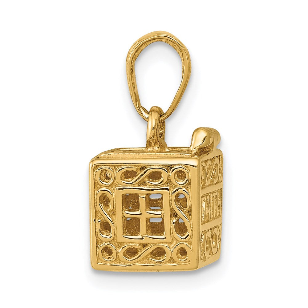 14K Gelbgold 3D Glaube und Hoffnung Gebetsbox-Charm