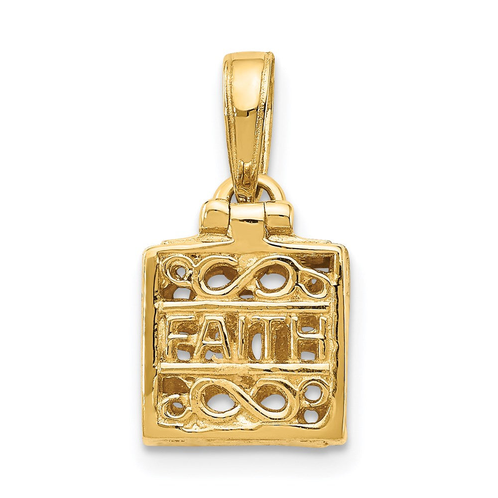 14K Gelbgold 3D Glaube und Hoffnung Gebetsbox-Charm