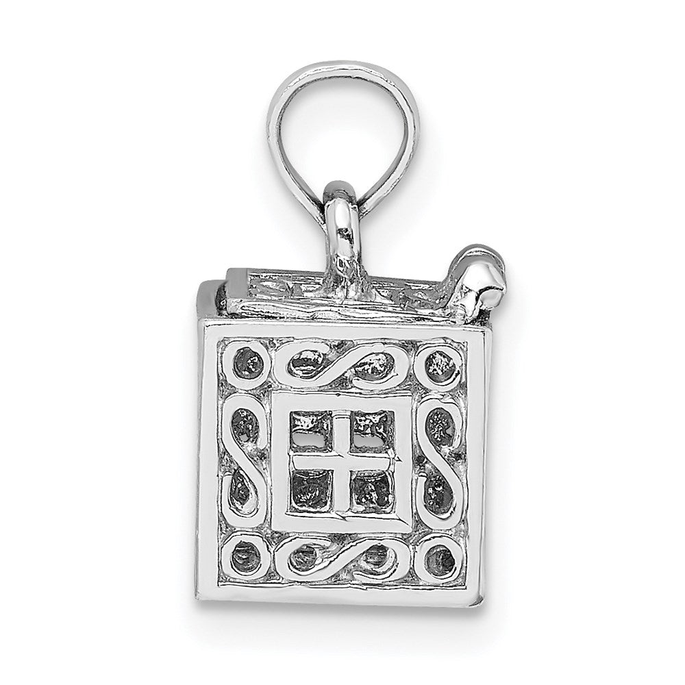 14K Weißgold 3D-Gebetsbox-Charm mit „Glaube" und „Hoffnung
