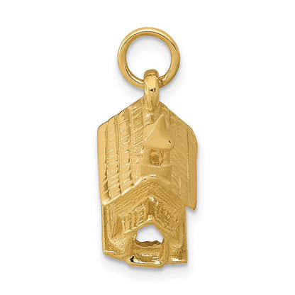 14K Gelbgold 3-D Kirche Charm