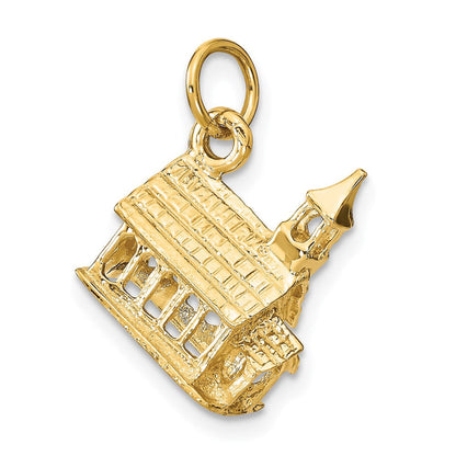 14K Gelbgold 3-D Kirche Charm