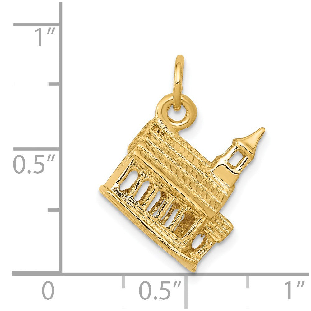 14K Gelbgold 3-D Kirche Charm