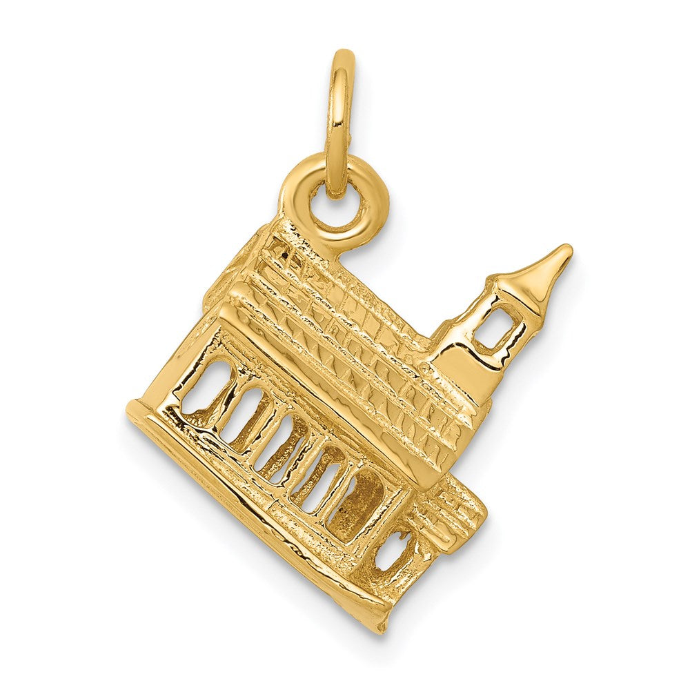 14K Gelbgold 3-D Kirche Charm