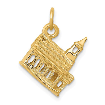 14K Gelbgold 3-D Kirche Charm