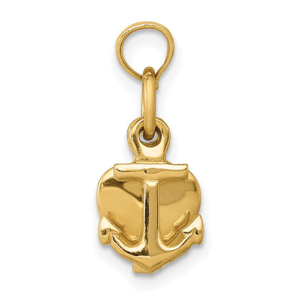14K Gelbgold 3D Glaube-Hoffnung-Liebe-Charm