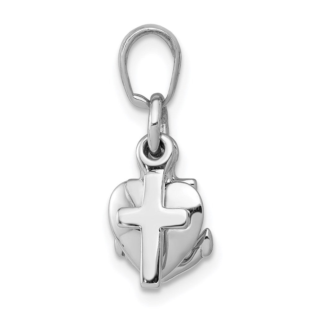 14K Weißgold 3D-Charm „Glaube, Hoffnung und Nächstenliebe“