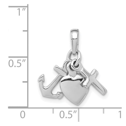 14K Weißgold 3D-Charm „Glaube, Hoffnung und Nächstenliebe“