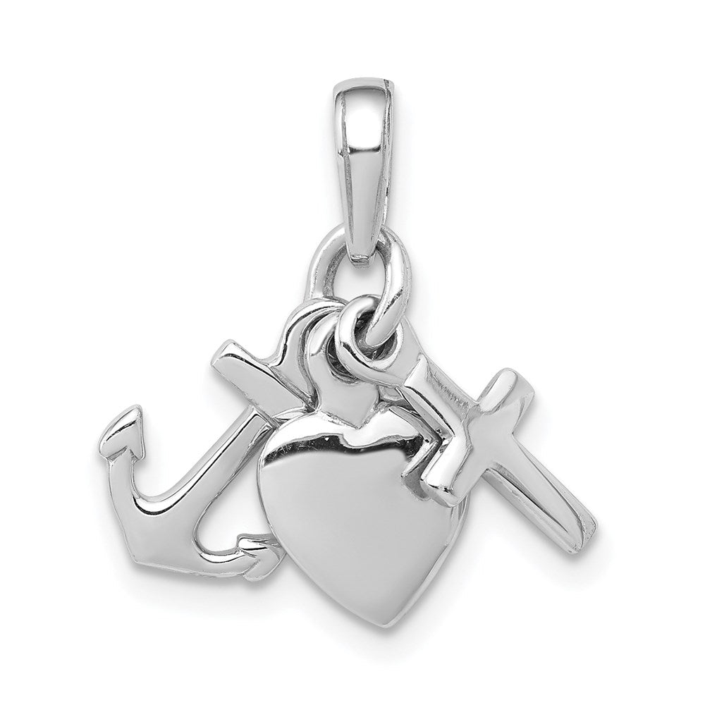 14K Weißgold 3D-Charm „Glaube, Hoffnung und Nächstenliebe“