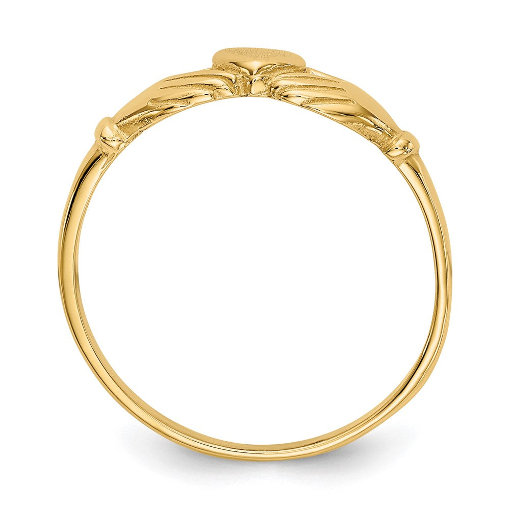 14K Gelbgold Claddagh-Ring, poliert und satiniert