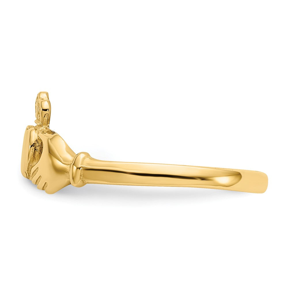 14K Gelbgold Claddagh-Ring, poliert und satiniert