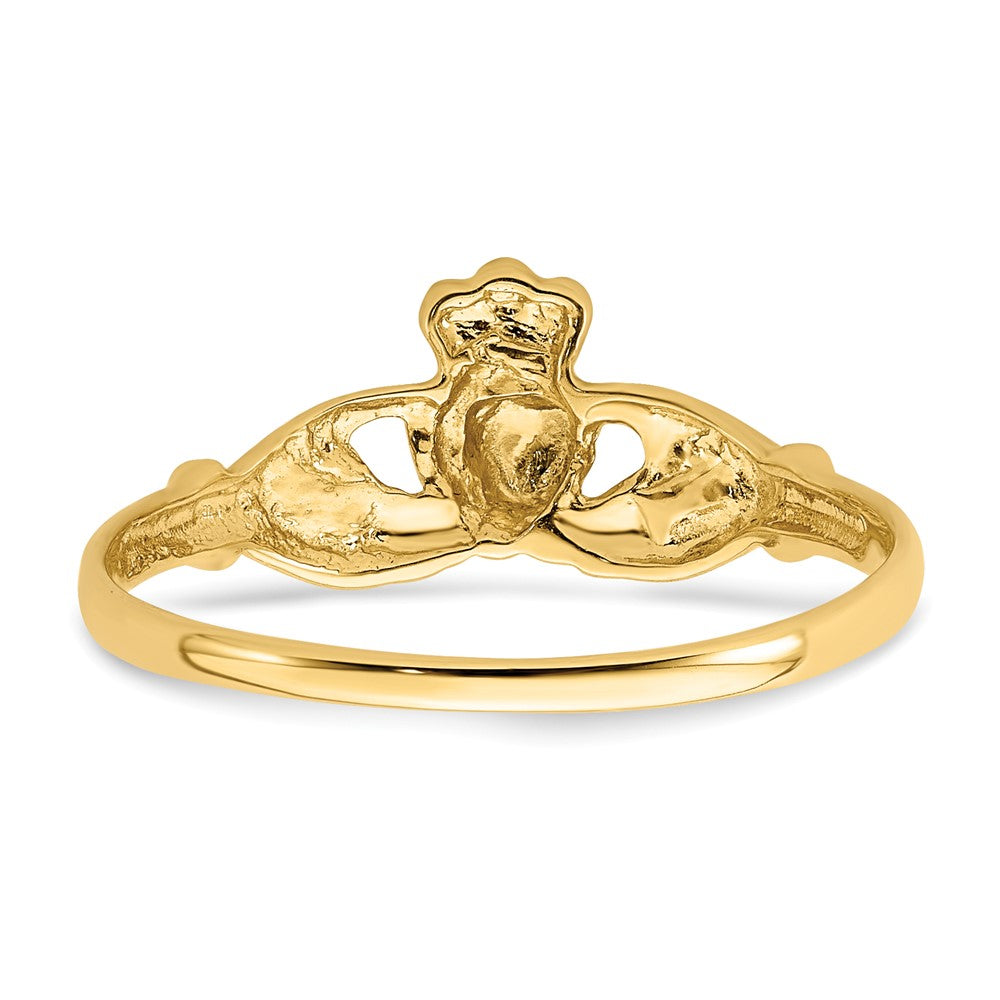 14K Gelbgold Claddagh-Ring, poliert und satiniert