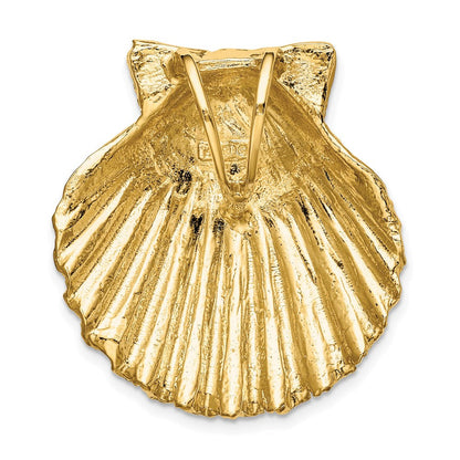 14K Gelbgold Passt Up To 8mm und 10mm Mittel Muschel Anhänger