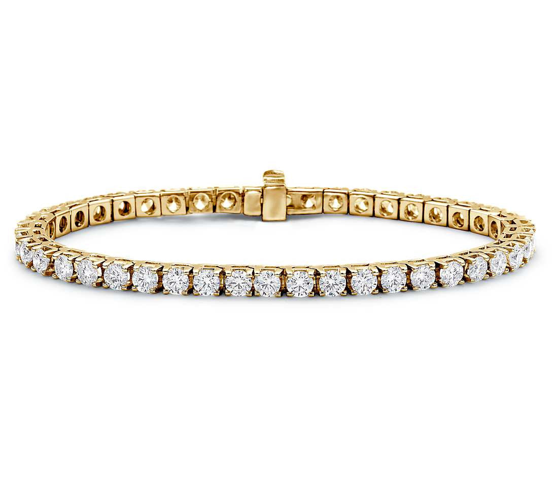 3 ct Gesamtgewicht. Gelbgold Vierkrappen Diamant Tennis Armband