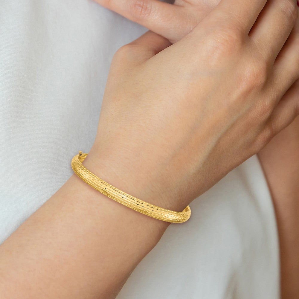 14K Gelbgold 4/16 Diamantiert Fantasie Klappbar Armreif Armband