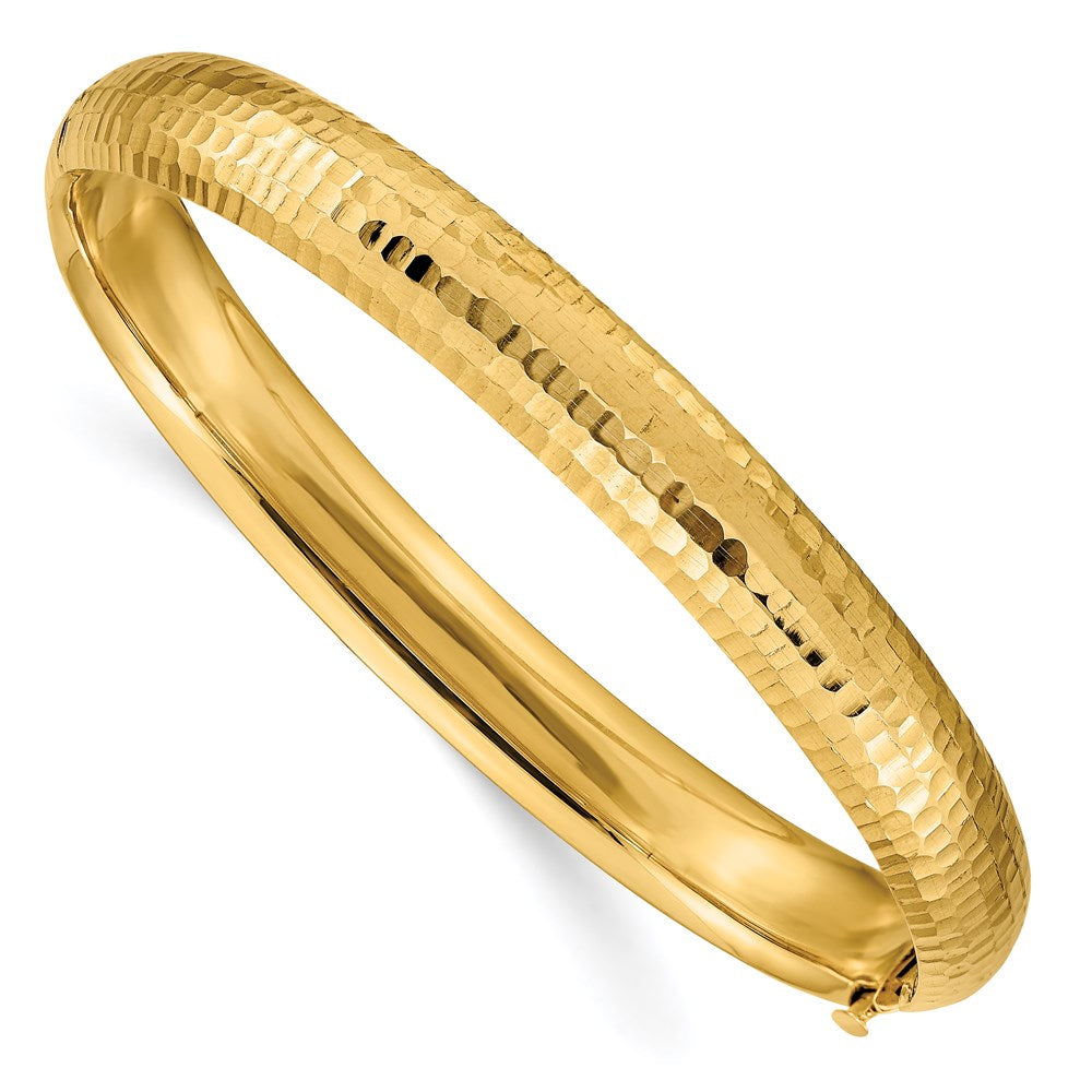 14K Gelbgold 5/16 Gehämmert Fantasie Klappbar Armreif Armband