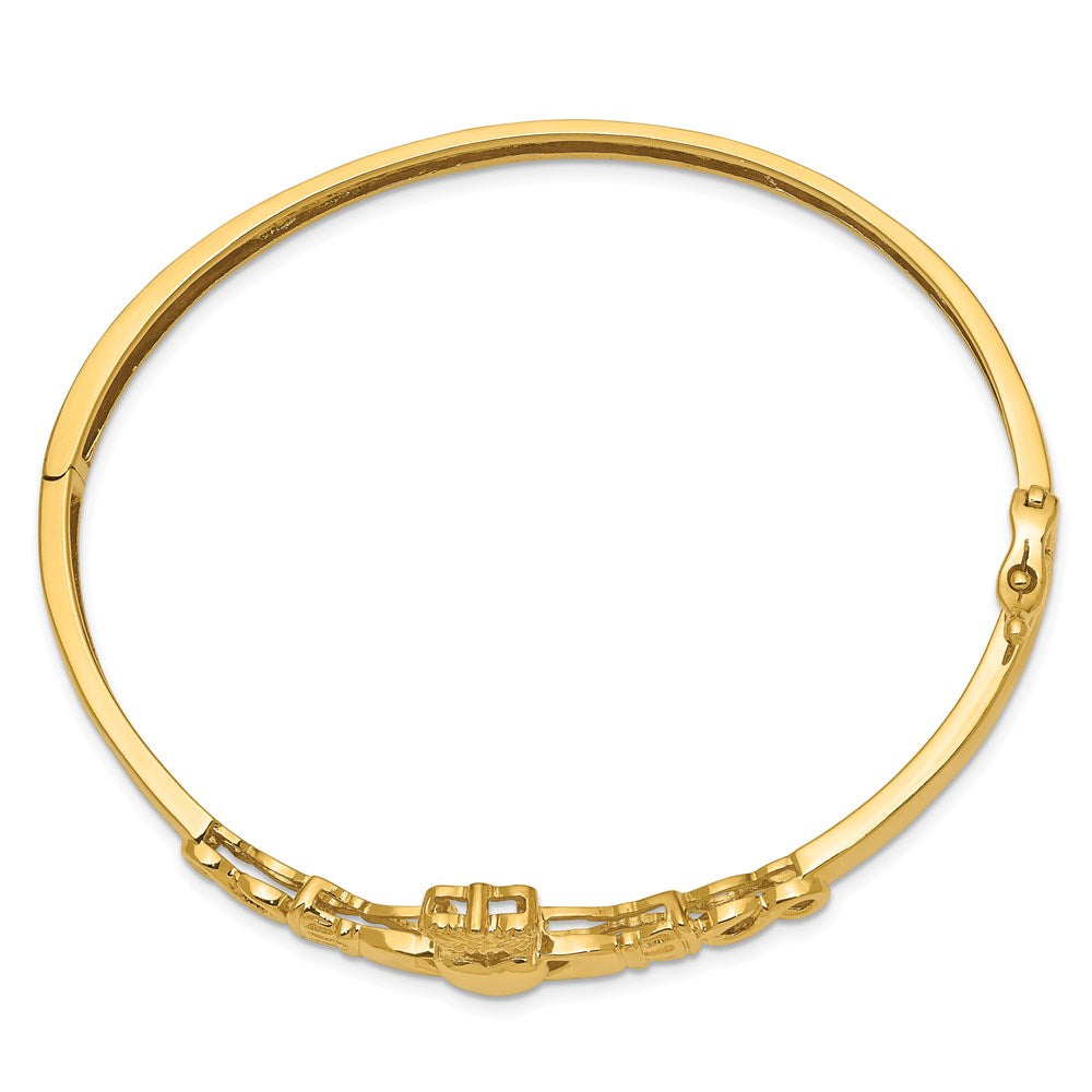 7 Zoll 14K 4mm Diamantiert Claddagh Klappbar Armreif Armband