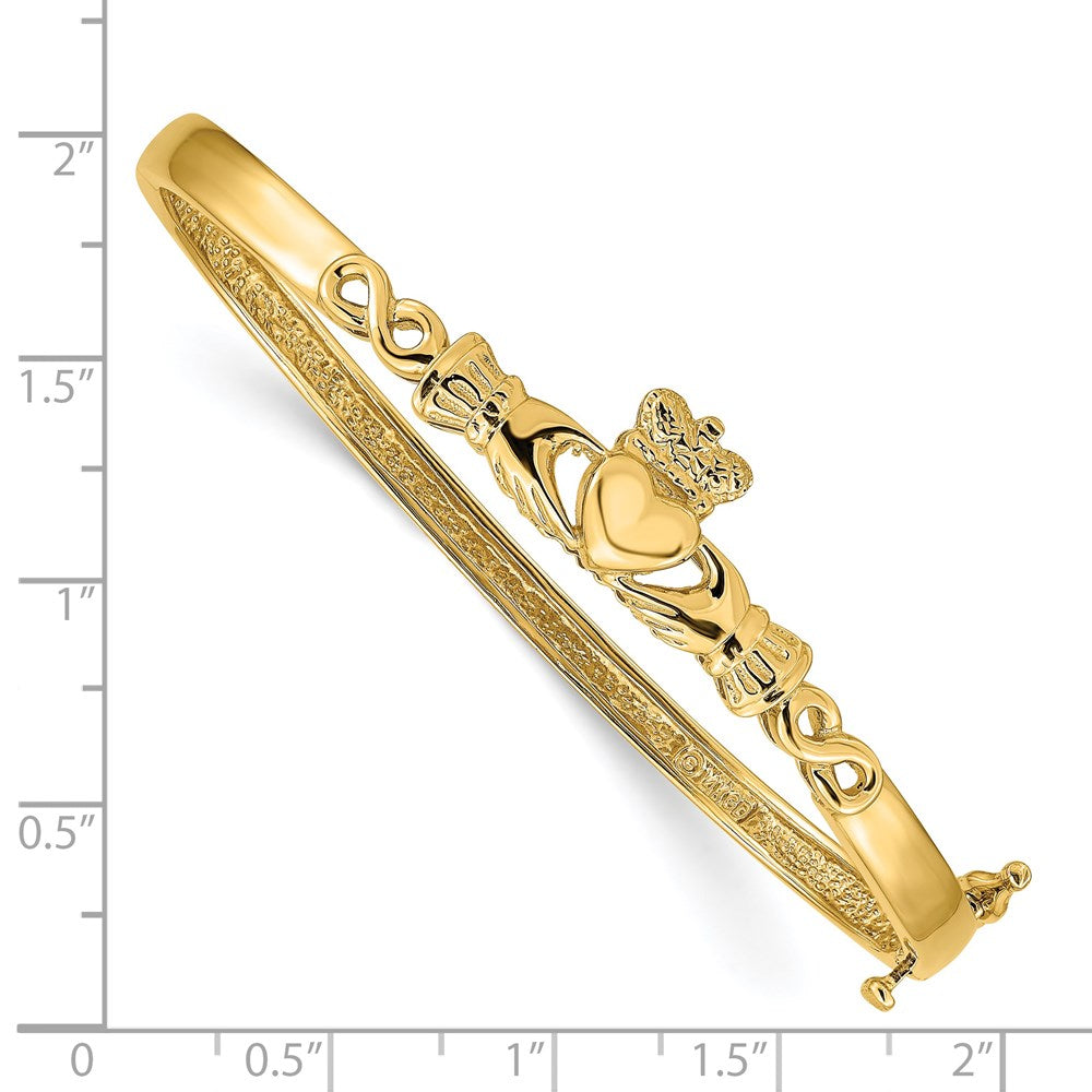 7 Zoll 14K 4mm Diamantiert Claddagh Klappbar Armreif Armband