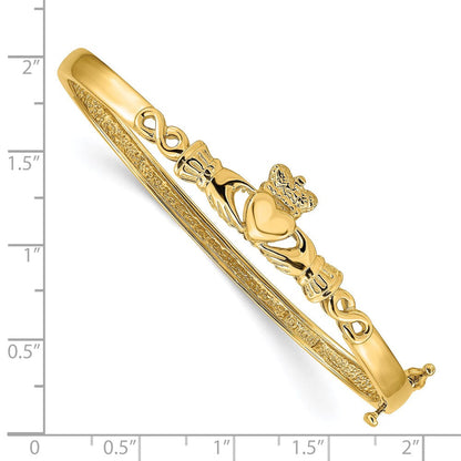 7 Zoll 14K 4mm Diamantiert Claddagh Klappbar Armreif Armband