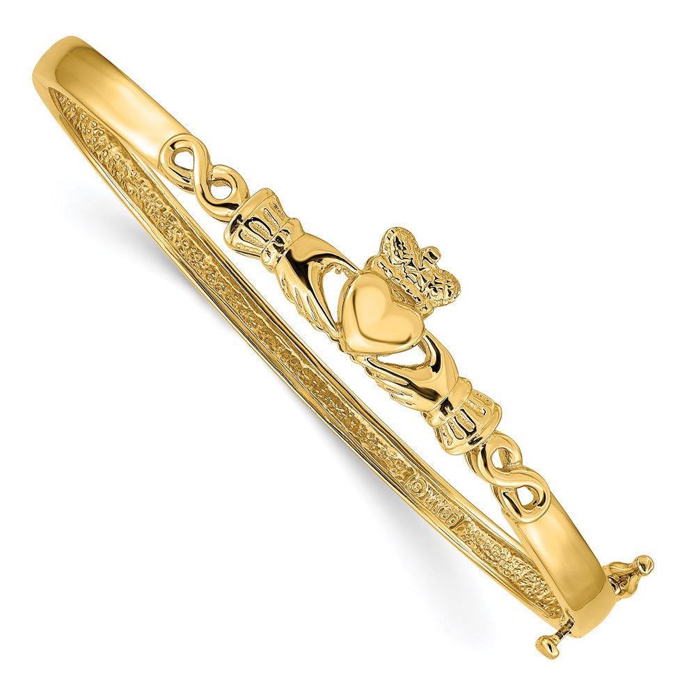 7 Zoll 14K 4mm Diamantiert Claddagh Klappbar Armreif Armband