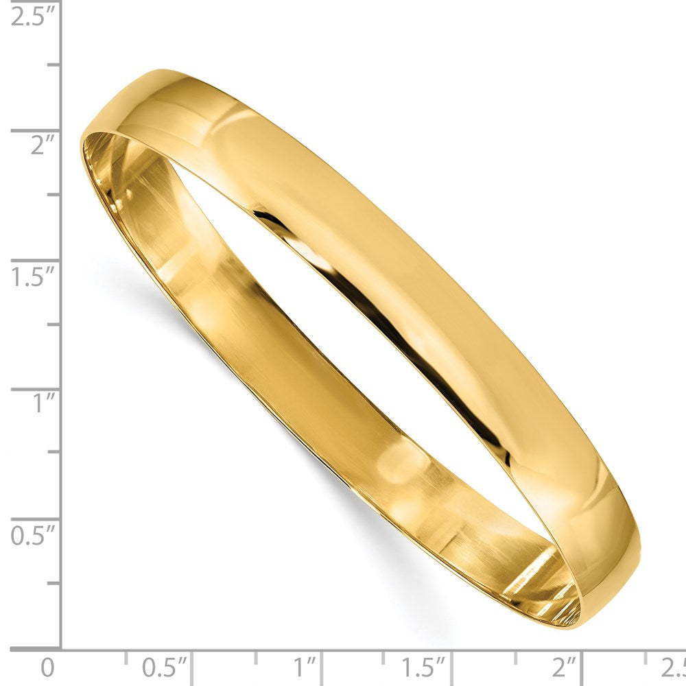14K Gelbgold 8mm Massiv Poliert Halb-round Schieber-on Armreif