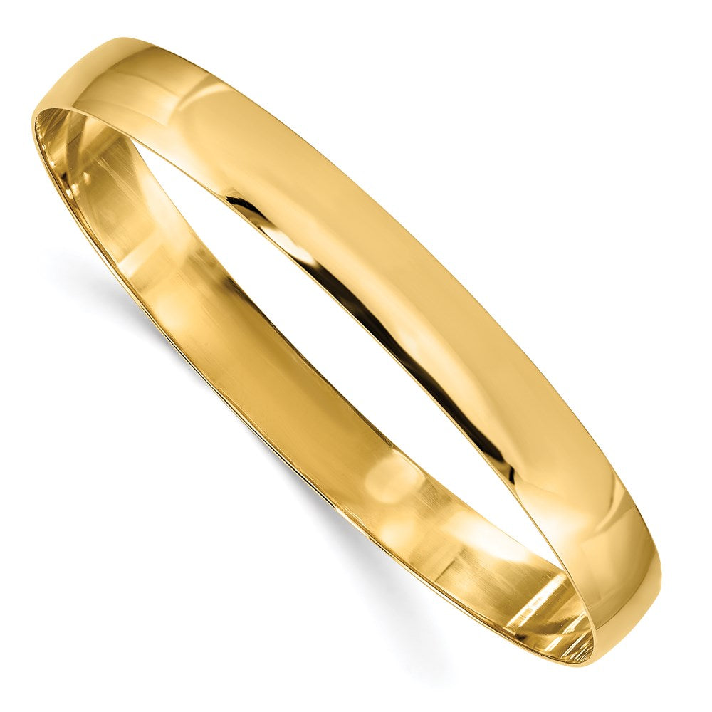 14K Gelbgold 8mm Massiv Poliert Halb-round Schieber-on Armreif