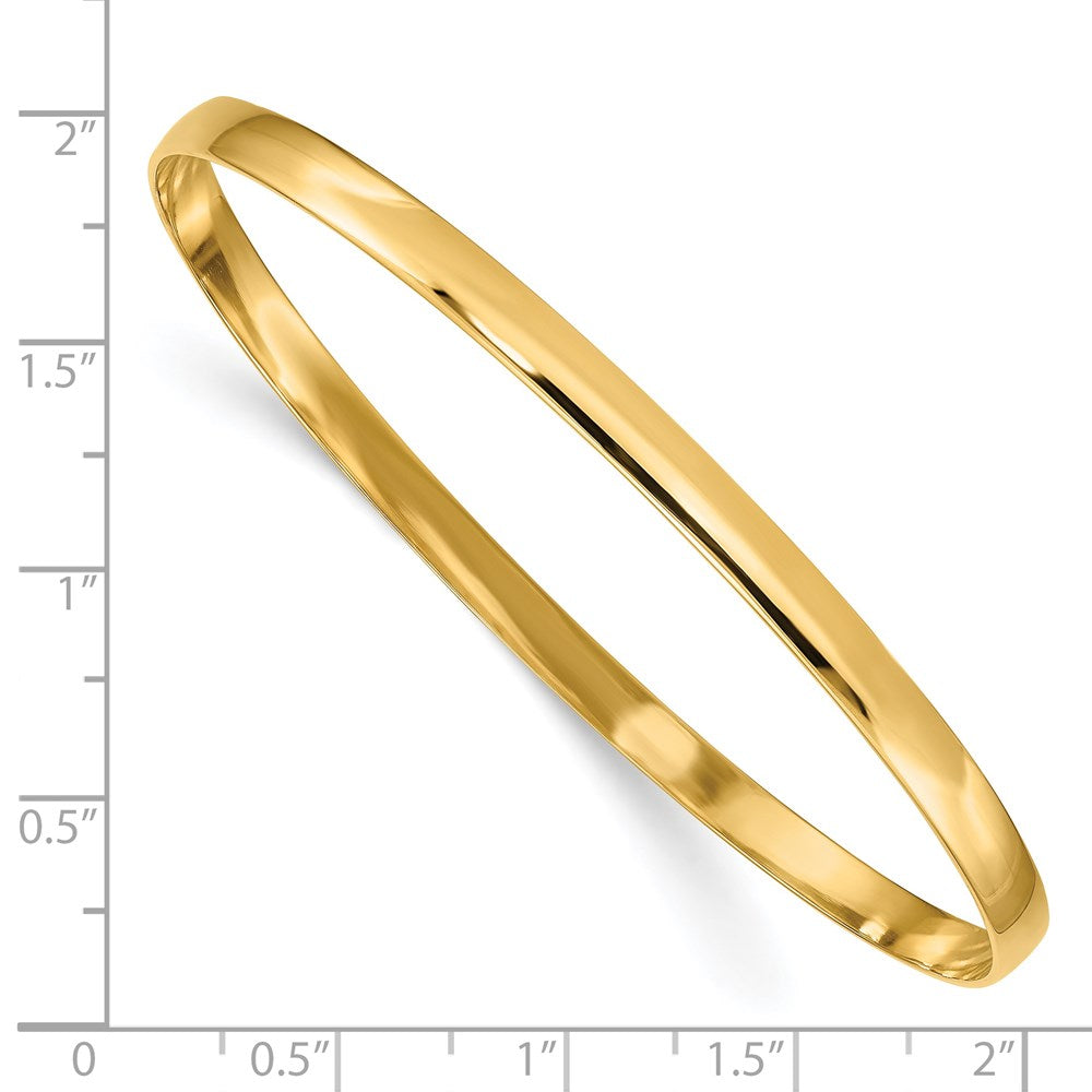 14K Gelbgold 4mm Massiv Poliert Halb-round Schieber-on Armreif